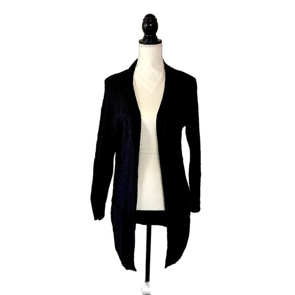 Love Tree | Fuzzy Cardigan Sweater | Dark Blue | Size: Small - Picture 1 of 11